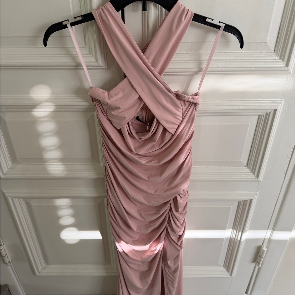 Sleeveless Ruched Pink Dress - Picture 2 of 5